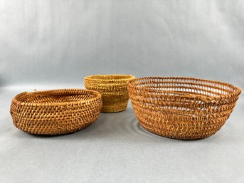 Lot Of Three Handmade Vintage Baskets