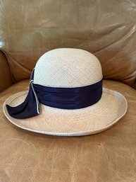 Womens Betmar NY Straw Hat With Black Ribbon Accent