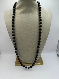 Black Beads With Gold Tone Spacers By Monet