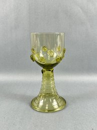 MCM Vintage Green Blown Glass Wine Goblet