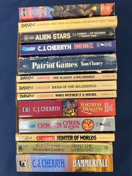 Lot Of 13 Mostly Sci-fi Books, C K Cherryh, Clancy, Chester.