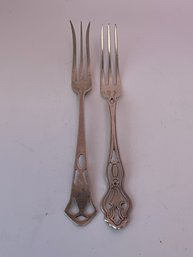 2 Small Sterling Forks W/makers Marks