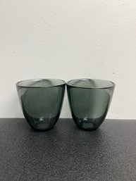 2 Crate & Barrel Joey Beverage Glass-pewter Color