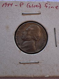 1944-P Silver Nickel Noted Fine-by Previous Owner