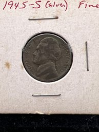 1945-s Silver Nickel Noted Fine-by Previous Owner