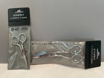 Lot Of 2 Gingher Scissors: Model G-6R, G-4C