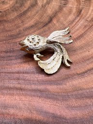 Fish Gold Tone Brooch