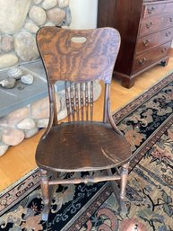 Antique Grandmas Rocking Chair - Quarter Sawn Oak Veneer, Spindle Back