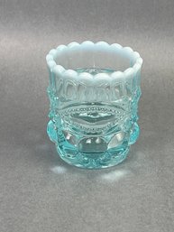 Moser Glass Eye Winker Opal  Aqua Tooth Pick Holder