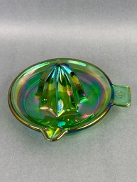Green Carnival Glass Juicer Reamer By Edna Barnes