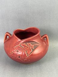 1950's Roseville Pottery Silhouette Hollyhock Red Oak Leaf Vase
