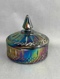 Indiana Glass Princess Blue Carnival Glass Candy Dish