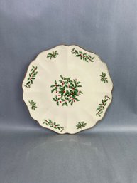 Lenox Holiday Platter, Holly & Berries, Cream Color And Gold Trim