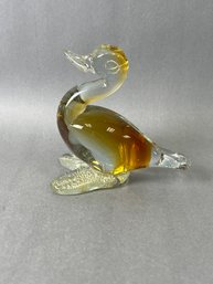 Murano Amber Glass Duck