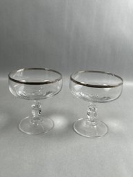 Platinum Rim Footed Champagne Glass Set Of Two