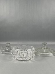 Small Crystal Bowls And 2 Lids