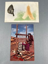 2 Vintage RPPC Of Native American Postcards