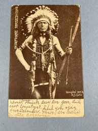 Vintage RPPC Of Native American Indian Red Thunder Copyright 1904 E. S. Curtis