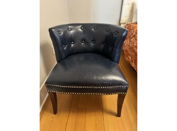 Madison Park Navy Tufted Vinyl Armchair With Brass Tack Detail **Local Pickup Only**