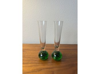 Vintage Green Bubble Glass Bud Vases **Local Pickup Only**