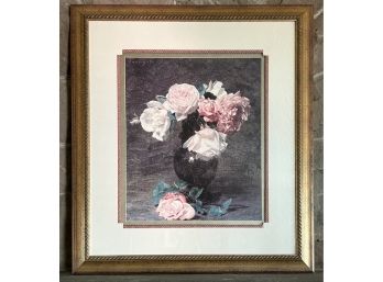 Latour Pink & White Roses Print Framed *local Pick Up Only*