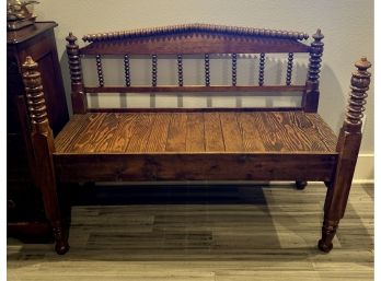 Repurposed Bench From Spool Carved Bed **Local Pickup Only**