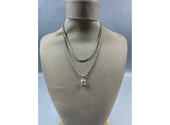 Silver Tone Necklace With Light Purple Stone **Local Pickup Only**
