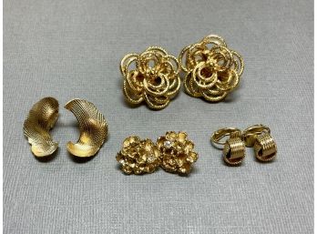 Lot Of 4 Goldtone Fashion Earrings **Local Pickup Only**