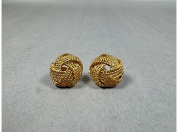Trifari Gold Tone Clip On Earrings