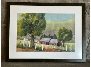 Country Home Water Color Art Framed *local Pick Up Only*