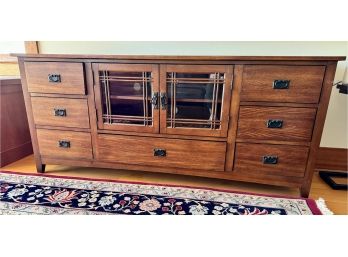Oak Mission Style Media Console Hutch **Local Pickup Only**