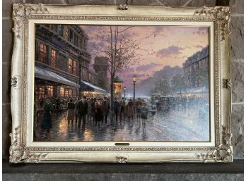 Thomas Kinkade Boulevard Lights Paris Print On Canvas Framed *local Pick Up Only*