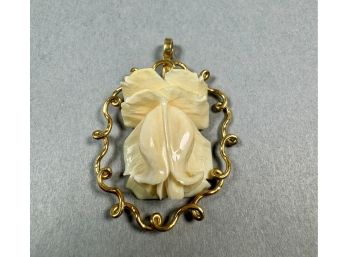120- 12k Gold And Bone Pendant **Local Pickup Only**