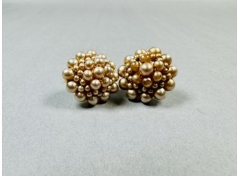 Vintage Multi Pearl Earrings With Screw Backs