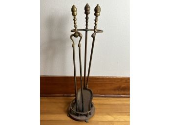 Brass 2 Piece Fireplace Tools With Art Deco Stand **Local Pickup Only**