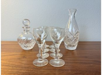 8 Cordial Glasses With Small Crystal Items **Local Pickup Only**