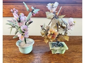 Pair Of Asian Stone & Acrylic Flowers **Local Pickup Only**