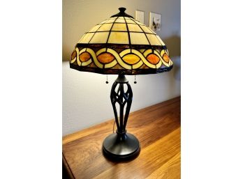 Tiffany Style Stained Glass Table Lamp With Open Cage Base **Local Pickup Only**