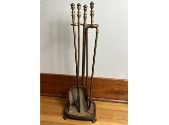 Brass 3 Piece Fireplace Tool Set With Stand **Local Pickup Only**