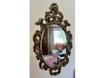 Hollywood Regency Oval Wood Mirror **Local Pickup Only**