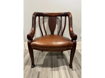 Vintage Wood Armchair With Leather Seat **Local Pickup Only**