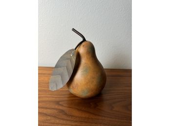 Mossy Stone Pear With Metal Leaf **Local Pickup Only**