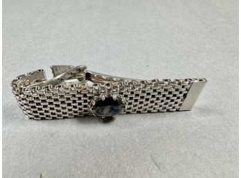 Silver Tone Tie Clip With Stone **Local Pickup Only**