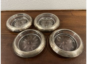 Set Of 4 Laben Sterling Silver Trimmed Coasters. **Local Pickup Only**