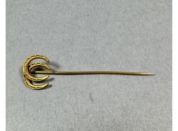 Double Horse Shoe Gold Tone Stick Pin **Local Pickup Only**