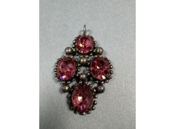Paul Sargent 24KP Pink Faceted Rhinestone Pendant- 1940s **Local Pickup Only**