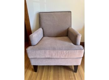 E&E Co. Ltd. Beige Upholstered Armchair With Hammer Tack Detail  # 1 **Local Pickup Only**
