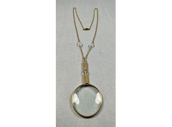 Magnifying Eyeglass On Gold Tone Chain