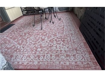 Large Red And White Indoor Outdoor Rug **Local Pickup Only**