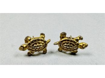Gold Tone Turtle Cufflinks